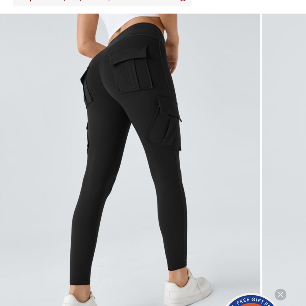 Black Cargo Pocket Leggings